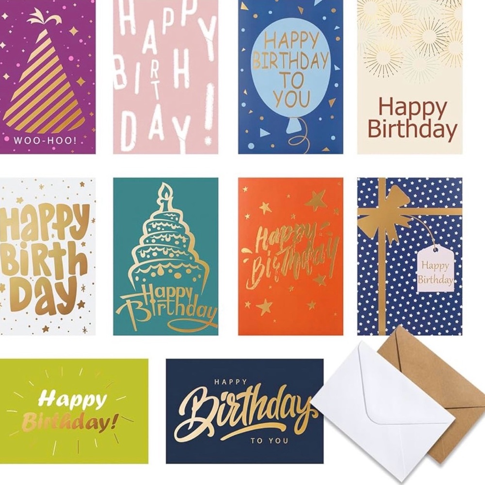 💜20 Bulk Set,Happy Birthday Greeting Cards with Envelopes Blank Inside